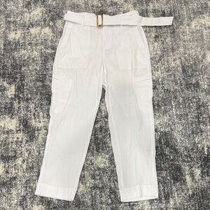 Vince White Cargo Pants with Belt